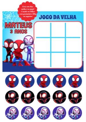Jogo da Velha Spidey e Amigos para Editar e Imprimir Online