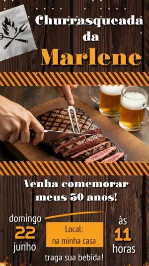 Convite Animado de Aniversário Churrasco para Editar Online