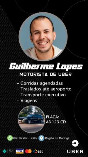 Cartão de Visita Digital Uber com Foto para Editar Online