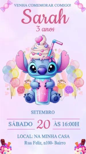 Convite Aniversário Stitch Confeiteiro para Editar Online