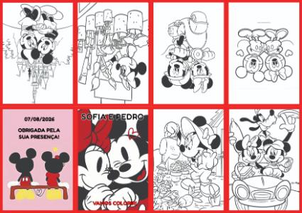 Livrinho de Colorir Mickey e Minnie Editável para Lembrancinha
