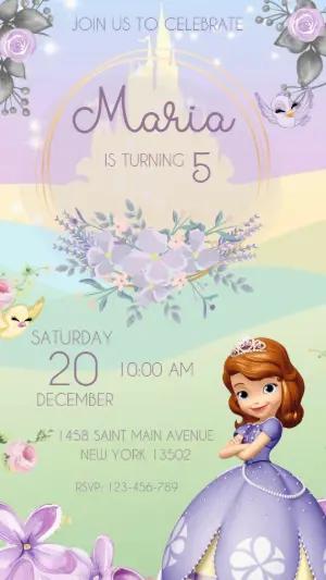 Animated Princess Sofia Birthday Video Invitation Template