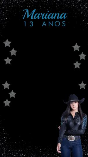 Moldura para Stories Festa Country com Estrelas e Glitter Editável