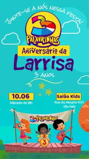 Convite de Aniversário 3 Palavrinhas Colorido para Editar