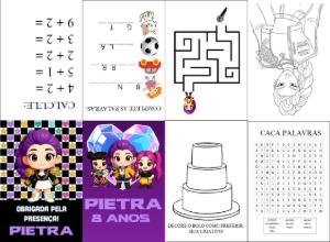 Lembrancinha Livro de Atividades K-Pop Editável para Festa