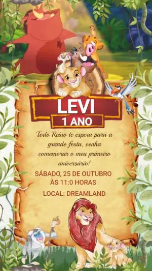 Convite Animado Aniversário Rei Leão para Editar Online