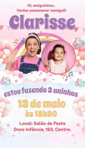 Convite de Aniversário Infantil Ms. Rachel para Editar