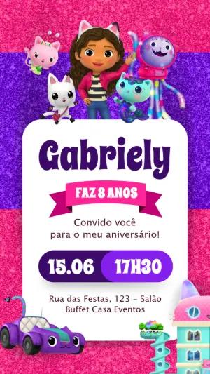 Convite de Aniversário Casa Mágica da Gabby Colorido para Editar