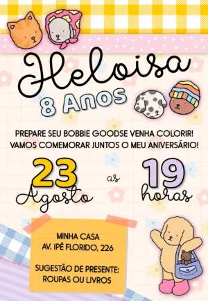 Convite Aniversário Estilo Desenho com Animais Fofos para Editar
