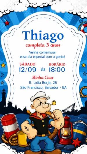 Convite de Aniversário Popeye Editável