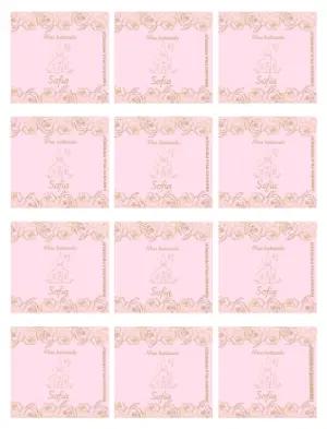 Adesivo para Bala Personalizada Batizado Menina Rosa e Dourado Editável