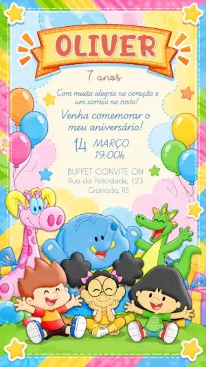Convite de Aniversário Meu AmigãoZão Infantil para Editar