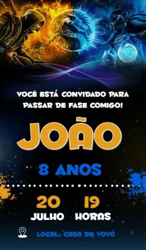 Convite de Aniversário Mortal Kombat: Modelo Digital Editável