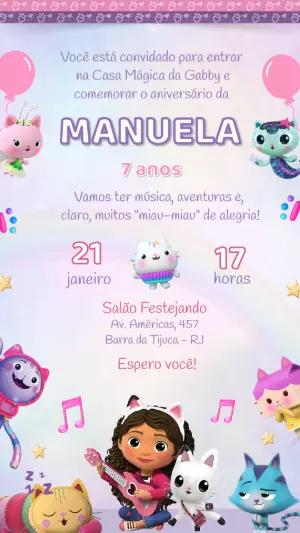 Convite de Aniversário Casa Mágica da Gabby e Amigos para Editar