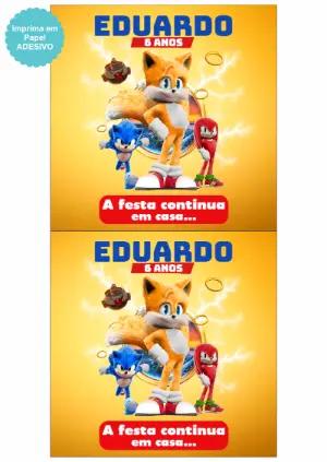 Etiqueta de Lembrancinha Sonic e Tails para Editar