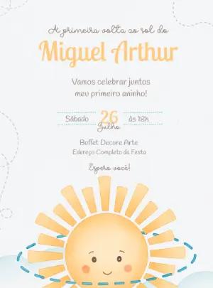 Convite Aniversário Primeira Volta ao Sol para Editar Online