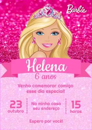 Convite de Aniversário Barbie para Editar Online