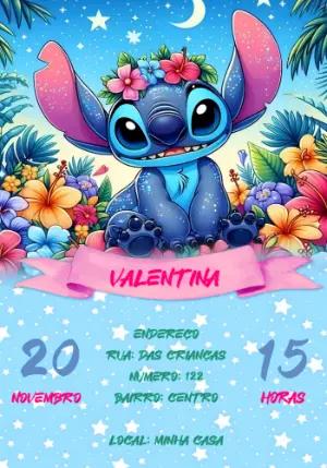 Convite de Aniversário Stitch Tropical para Editar Online