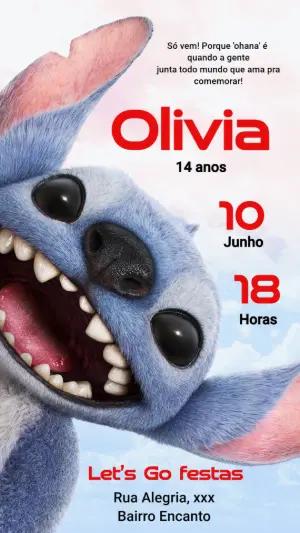 Convite Aniversário Stitch O Filme para Editar Online