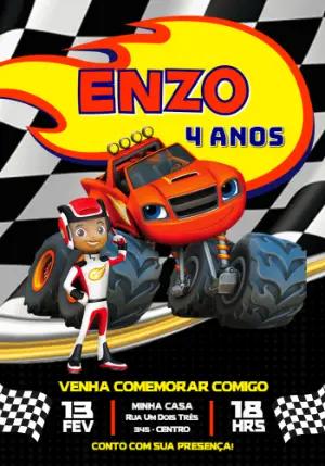Convite de Aniversário Blaze e Monster Machines para Editar