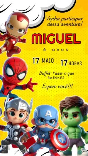 Convite de Aniversário Vingadores Baby para Editar