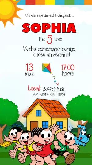 Convite de Aniversário Turma da Mônica Colorido Editável