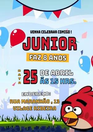 Convite de Aniversário Angry Birds Editável Online