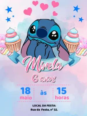 Convite Animado Aniversário Stitch para Editar e Enviar
