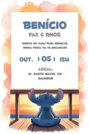 Convite de Aniversário Stitch para Editar e Imprimir
