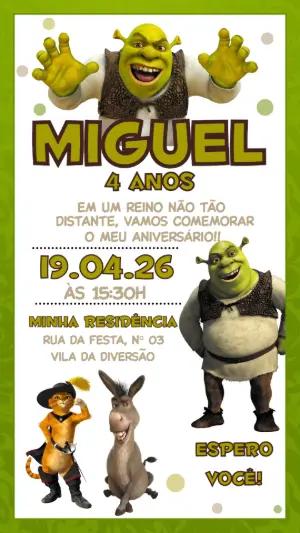 Convite Digital de Aniversário Shrek para Editar Online