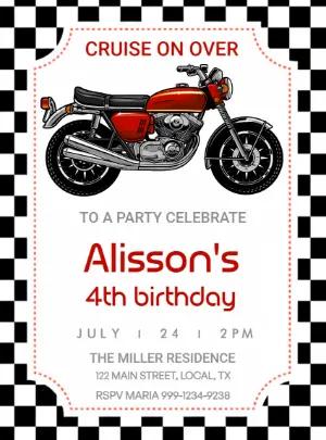 Editable Motorcycle Birthday Invitation Template