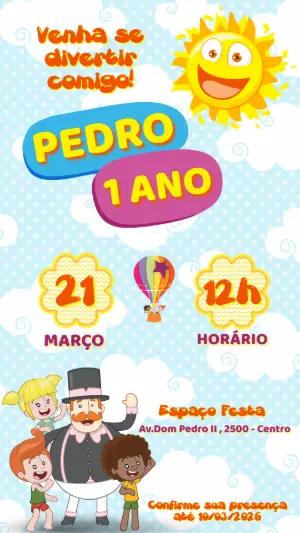 Convite de Aniversário Mundo Bita Colorido para Editar