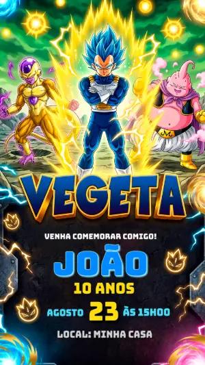 Convite Digital Vegeta Dragon Ball Super Editável