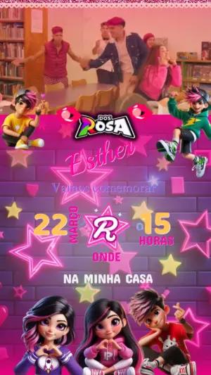 Convite Animado Aniversário Os Rosas para Editar Online