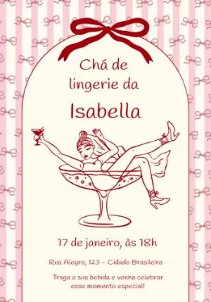 Modelo de Convite Chá de Lingerie Pin-up para Editar