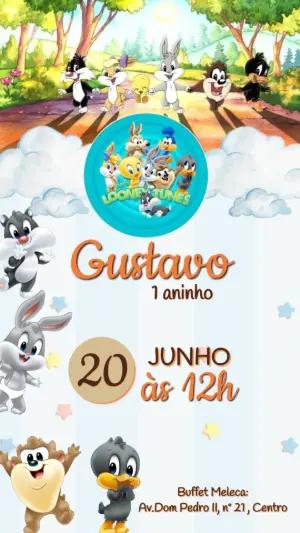 Convite de Aniversário Baby Looney Tunes Editável