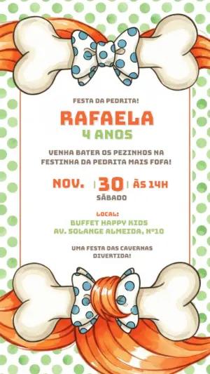 Convite de Aniversário Pedrita Flintstone Editável para Festa Infantil
