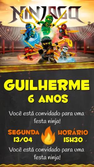 Convite de Aniversário Lego Ninjago para Editar e Enviar