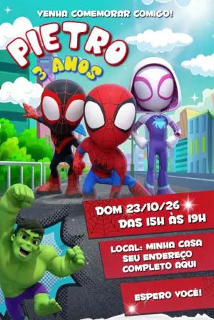 Convite Homem Aranha e Seus Amigos Espetaculares para Editar