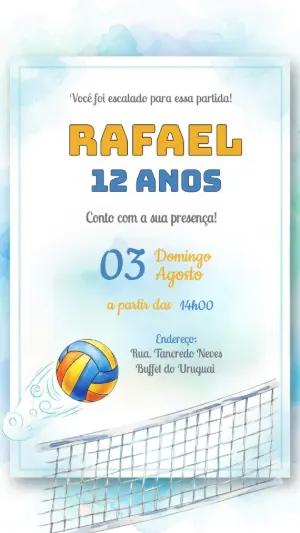Convite de Aniversário Vôlei para Editar e Enviar Online