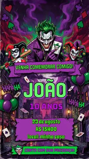Convite de Aniversário Coringa: Modelo Digital para Editar