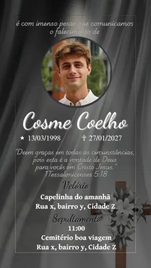Comunicado de Falecimento Sóbrio com Foto Editável