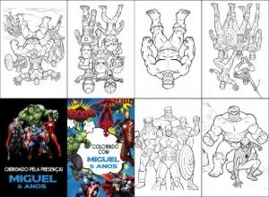 Mini Livro de Colorir Vingadores para Editar Online