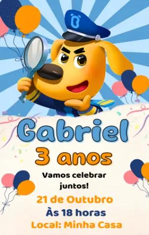 Convite Aniversário Detetive Canino para Editar Online