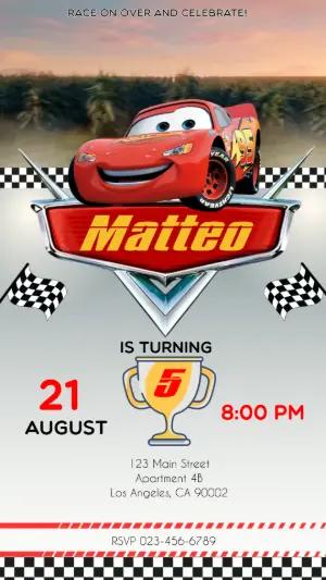 Animated Cars Birthday Invitation Video | Editable Model