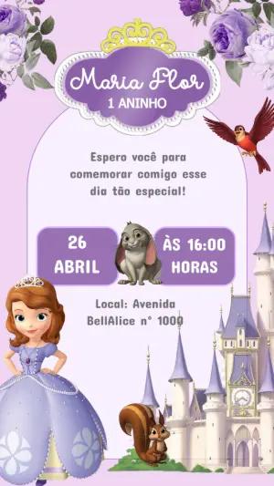 Convite Aniversário Princesinha Sofia Editável Online