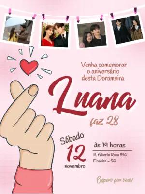 Convite de Aniversário Dorama com Fotos para Editar Online
