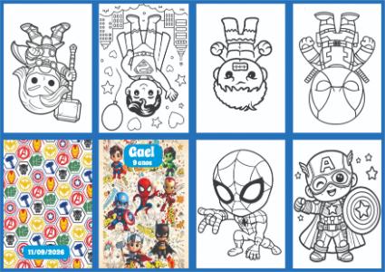 Livrinho de Colorir Super Heróis Baby Editável para Festa