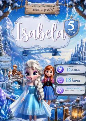 Convite Animado de Aniversário Frozen: Vídeo com Elsa e Anna