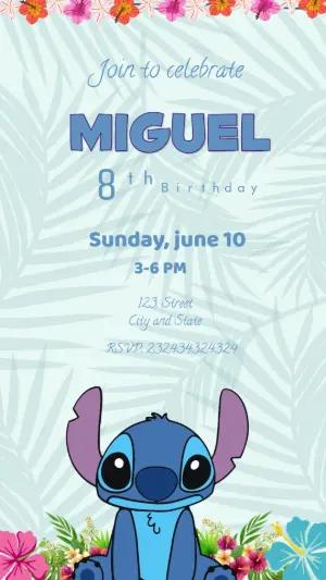 Animated Stitch & Angel Birthday Video Invitation to Edit